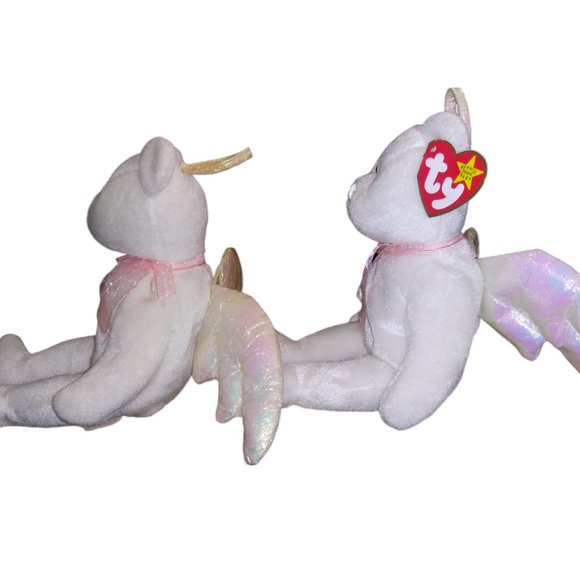 TY BEANIE BABY HALO ANGEL BEAR BROWN NOSE 1998 IRIDESCENT WINGS Lot of 2 Errors - Picture 3 of 8